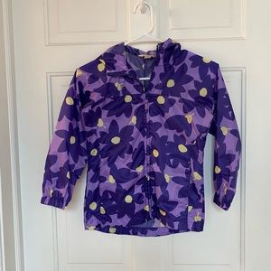 Land’s End Flower-Patterned Purple Girls Raincoat Size M
